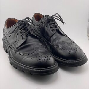 Johnston & Murphy Wingtip Oxfords Chunky Dress Shoes Mens 8M Black Leather